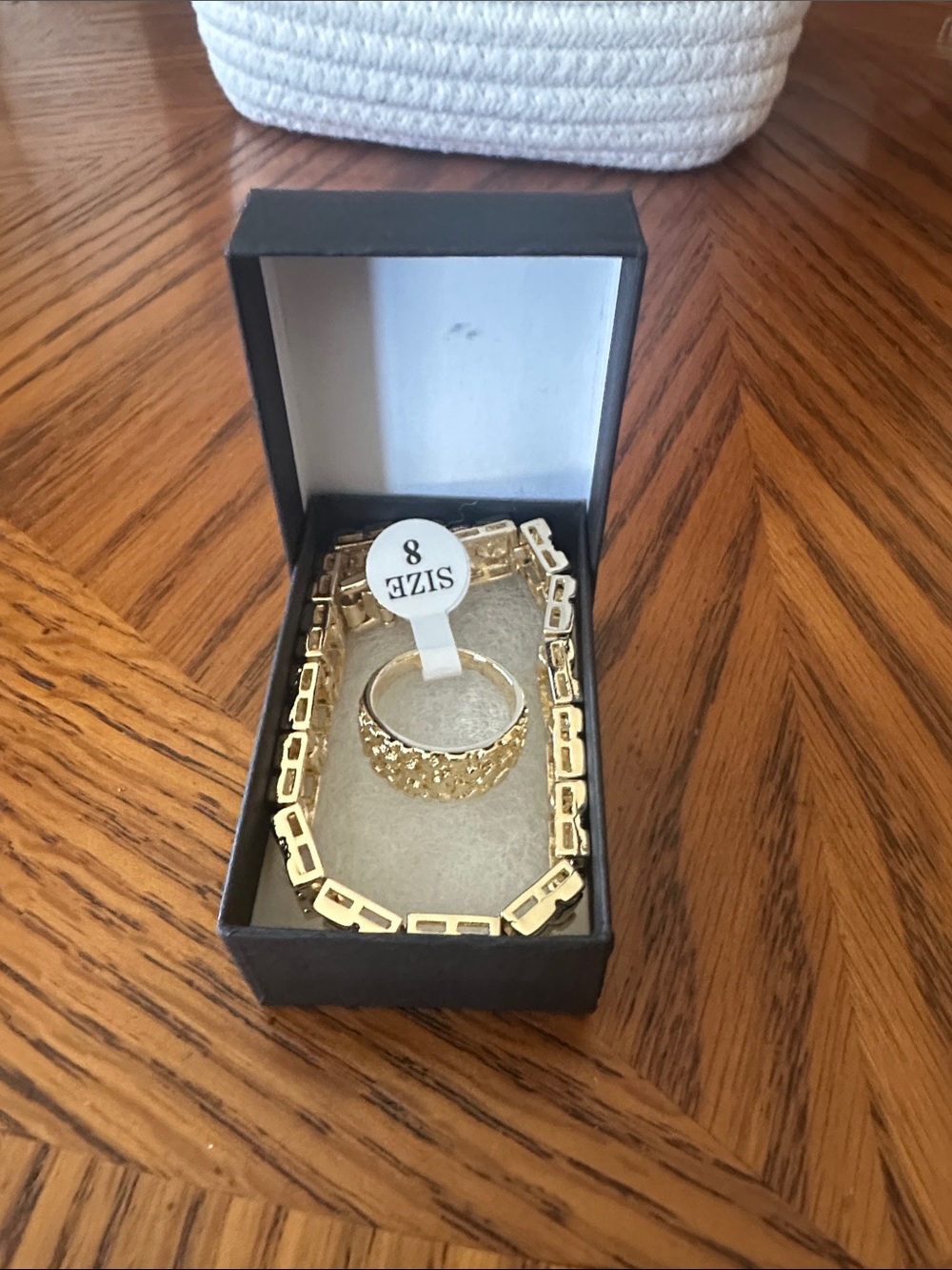 Gold-Tone Women's Fashion Bracelet and Ring Set - Size 8